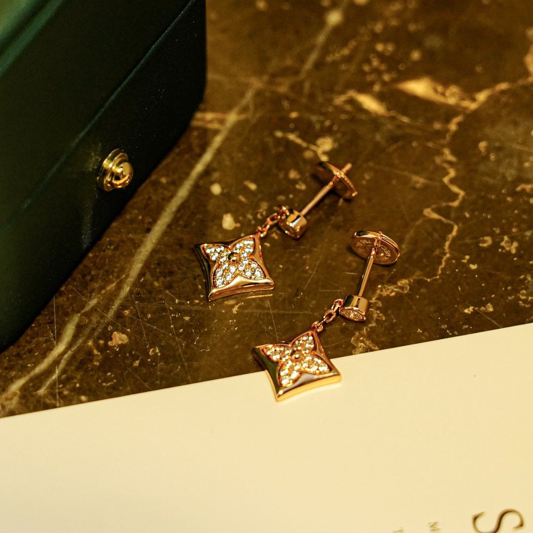 [✨Rose💎]BOUCLES D'OREILLES STAR DIAMONDS OR