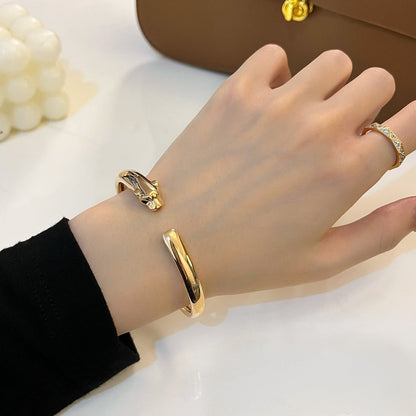 [✨Rose💎]BRACELET OUVERT EN OR PANTHÈRE