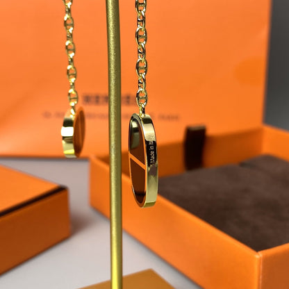 [✨Rose💎]BOUCLES D'OREILLES CHAÎNE VERSO EN CÉRAMIQUE NOIRE