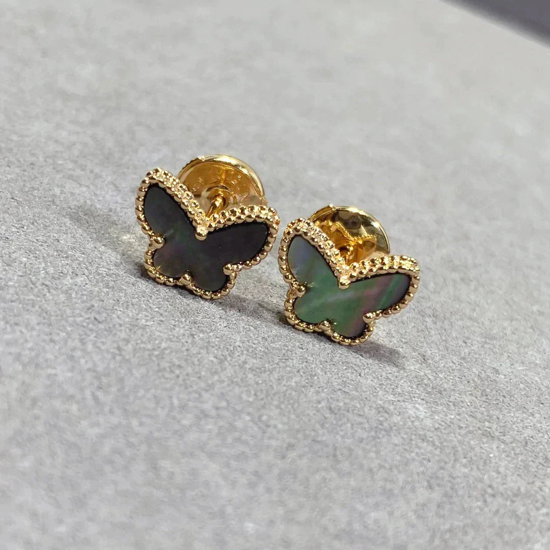 [✨Rose💎]BOUCLES D'OREILLES PAPILLON EN NACRE FONCÉE