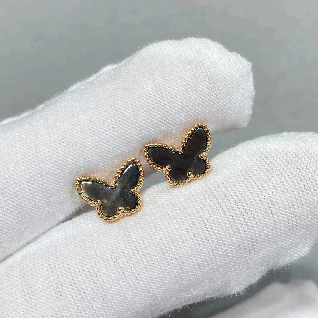 [✨Rose💎]BOUCLES D'OREILLES PAPILLON EN NACRE FONCÉE