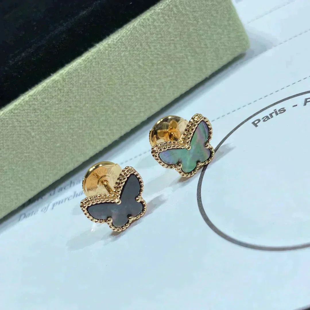 [✨Rose💎]BOUCLES D'OREILLES PAPILLON EN NACRE FONCÉE