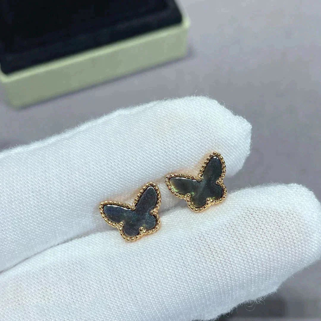 [✨Rose💎]BOUCLES D'OREILLES PAPILLON EN NACRE FONCÉE