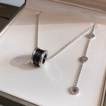 [✨Rose💎] COLLIER ZÉRO 1 EN CÉRAMIQUE NOIRE ET ARGENT