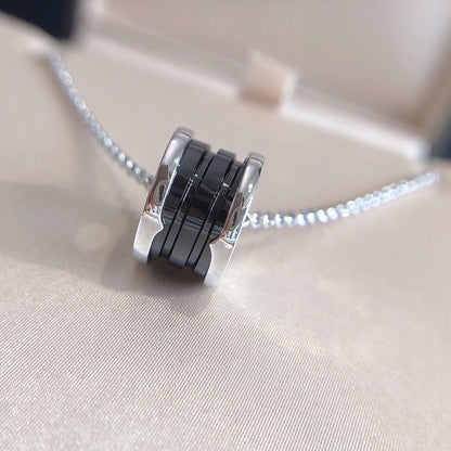 [✨Rose💎] COLLIER ZÉRO 1 EN CÉRAMIQUE NOIRE ET ARGENT