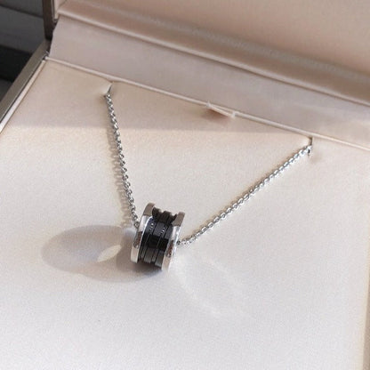 [✨Rose💎] COLLIER ZÉRO 1 EN CÉRAMIQUE NOIRE ET ARGENT