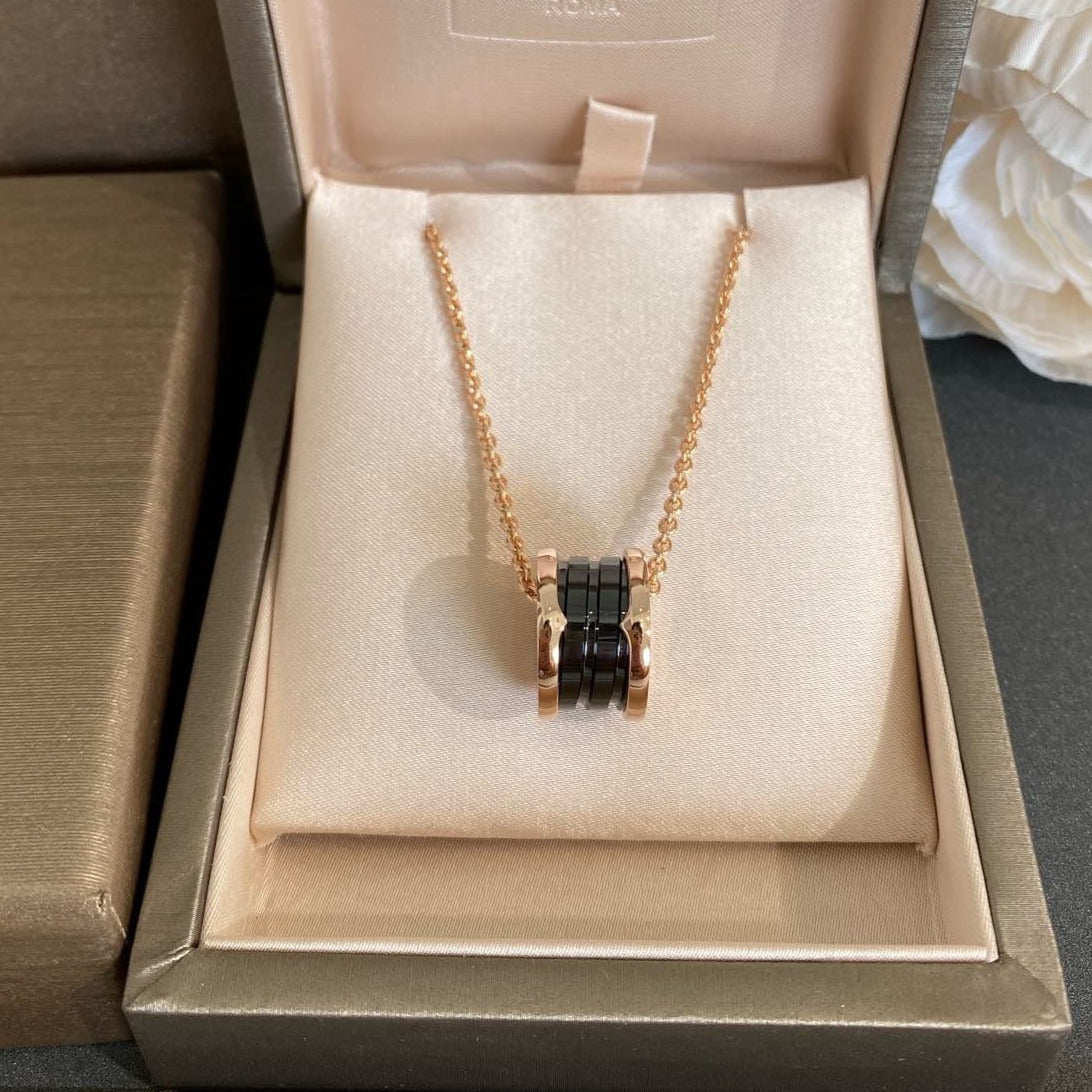 [✨Rose💎] COLLIER ZÉRO 1 EN CÉRAMIQUE NOIRE ET OR ROSE