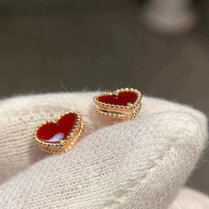 [✨Rose💎]BOUCLES D'OREILLES À CLOUS EN CORNALINE COEUR