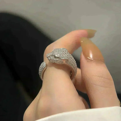 [✨Rose💎]BAGUE PANTHERE 5,5 MM TOUT DIAMANT