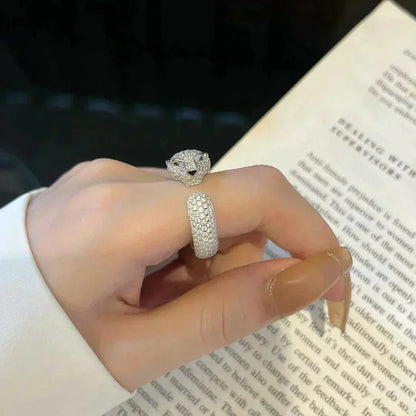 [✨Rose💎]BAGUE PANTHERE 5,5 MM TOUT DIAMANT