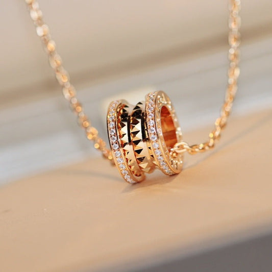 [✨Rose💎] COLLIER PENDENTIF ROCK ZERO 1 EN OR ROSE