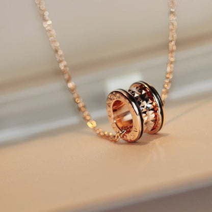 [✨Rose💎] COLLIER PENDENTIF ROCK ZERO 1 OR ROSE NOIR