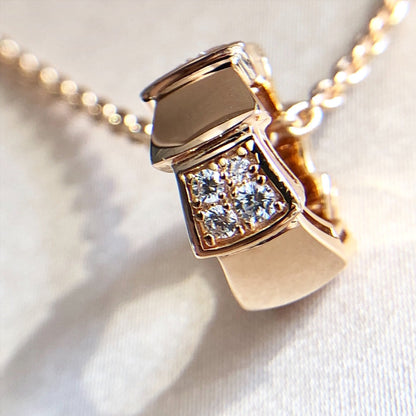 [✨Rose💎] COLLIER PENDENTIF SERPENTI EN OR ROSE ET DIAMANT