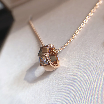 [✨Rose💎] COLLIER PENDENTIF SERPENTI EN OR ROSE ET DIAMANT