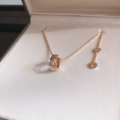 [✨Rose💎] COLLIER PENDENTIF SERPENTI EN OR ROSE ET DIAMANT
