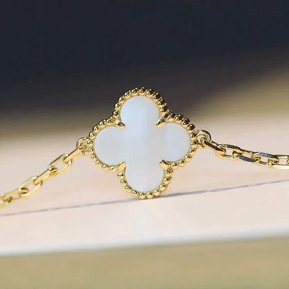 [✨Rose💎] COLLIER TRÈFLE 20 MOTIFS EN NACRE BLANCHE