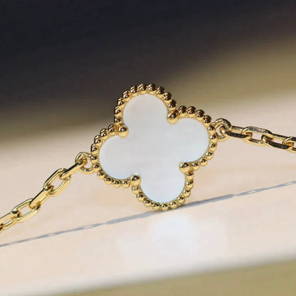 [✨Rose💎] COLLIER TRÈFLE 20 MOTIFS EN NACRE BLANCHE