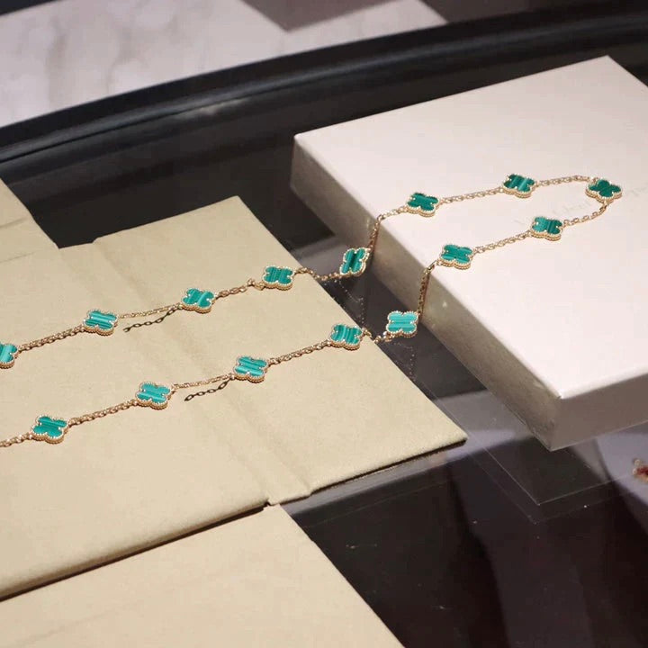 [✨Rose💎]TRÈFLE 20 MOTIFS MALACHITE OR