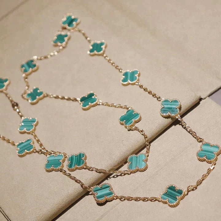 [✨Rose💎]TRÈFLE 20 MOTIFS MALACHITE OR