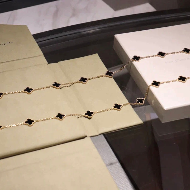 [✨Rose💎] COLLIER TRÈFLE 20 MOTIFS ONYX