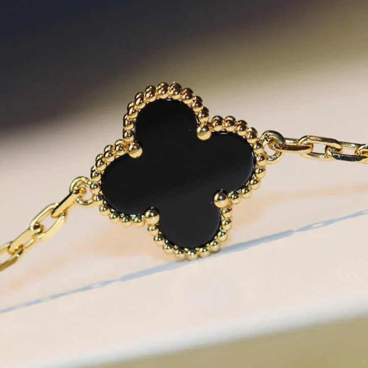 [✨Rose💎] COLLIER TRÈFLE 20 MOTIFS ONYX