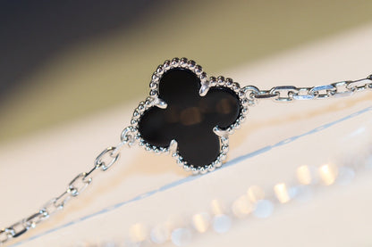[✨Rose💎]TRÈFLE 20 MOTIFS ONYX DIAMANT ARGENT