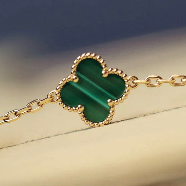 [✨Rose💎] COLLIER TRÈFLE 20 MOTIFS MALACHITE DIAMANT