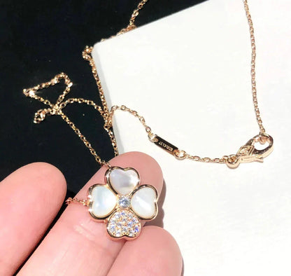 [✨Rose💎] COLLIER EN OR ROSE ET DIAMANTS CLOVER