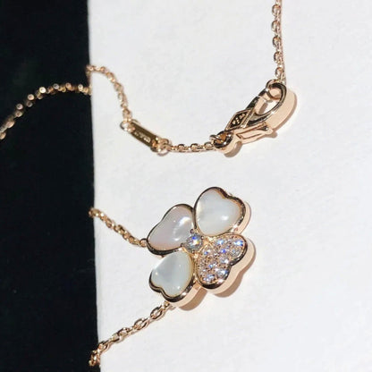[✨Rose💎] COLLIER EN OR ROSE ET DIAMANTS CLOVER