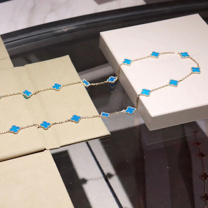 [✨Rose💎]TRÈFLE 20 MOTIFS TURQUOISE OR