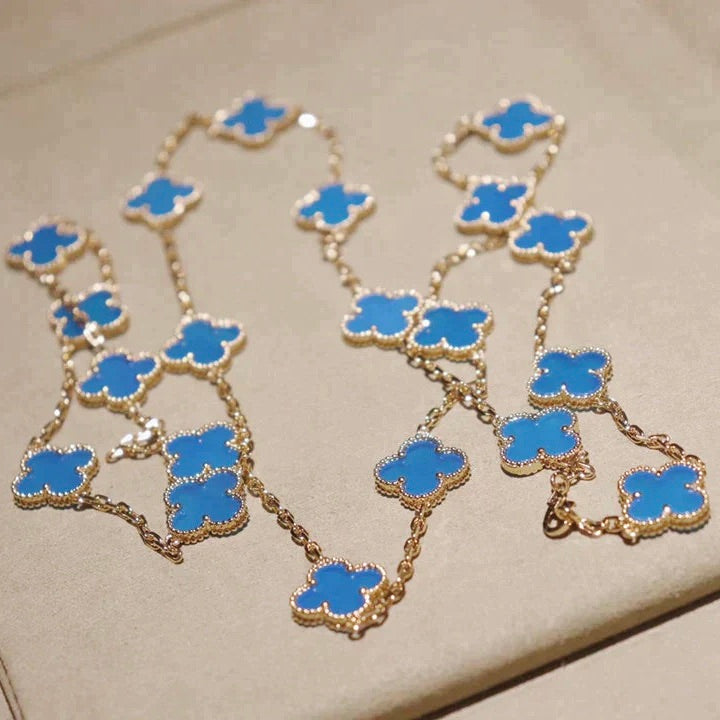 [✨Rose💎]TRÈFLE 20 MOTIFS TURQUOISE OR