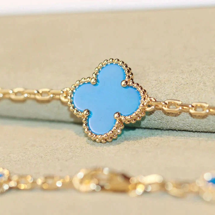 [✨Rose💎]TRÈFLE 20 MOTIFS TURQUOISE OR