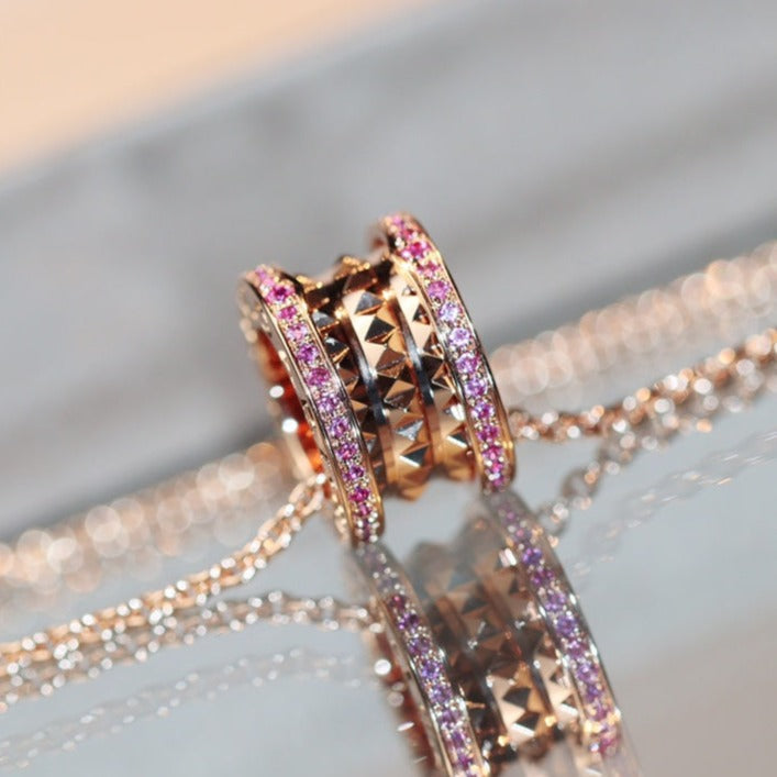 [✨Rose💎] COLLIER ZERO 1 ROCK EN OR ROSE ET DIAMANT ROSE