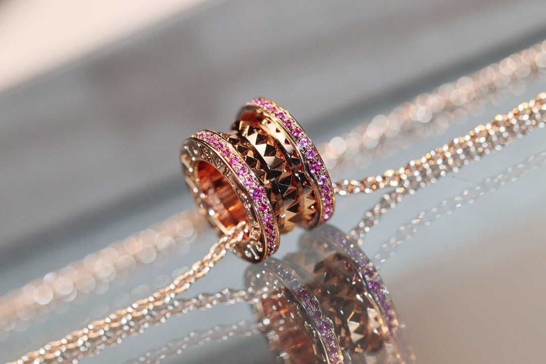 [✨Rose💎] COLLIER ZERO 1 ROCK EN OR ROSE ET DIAMANT ROSE