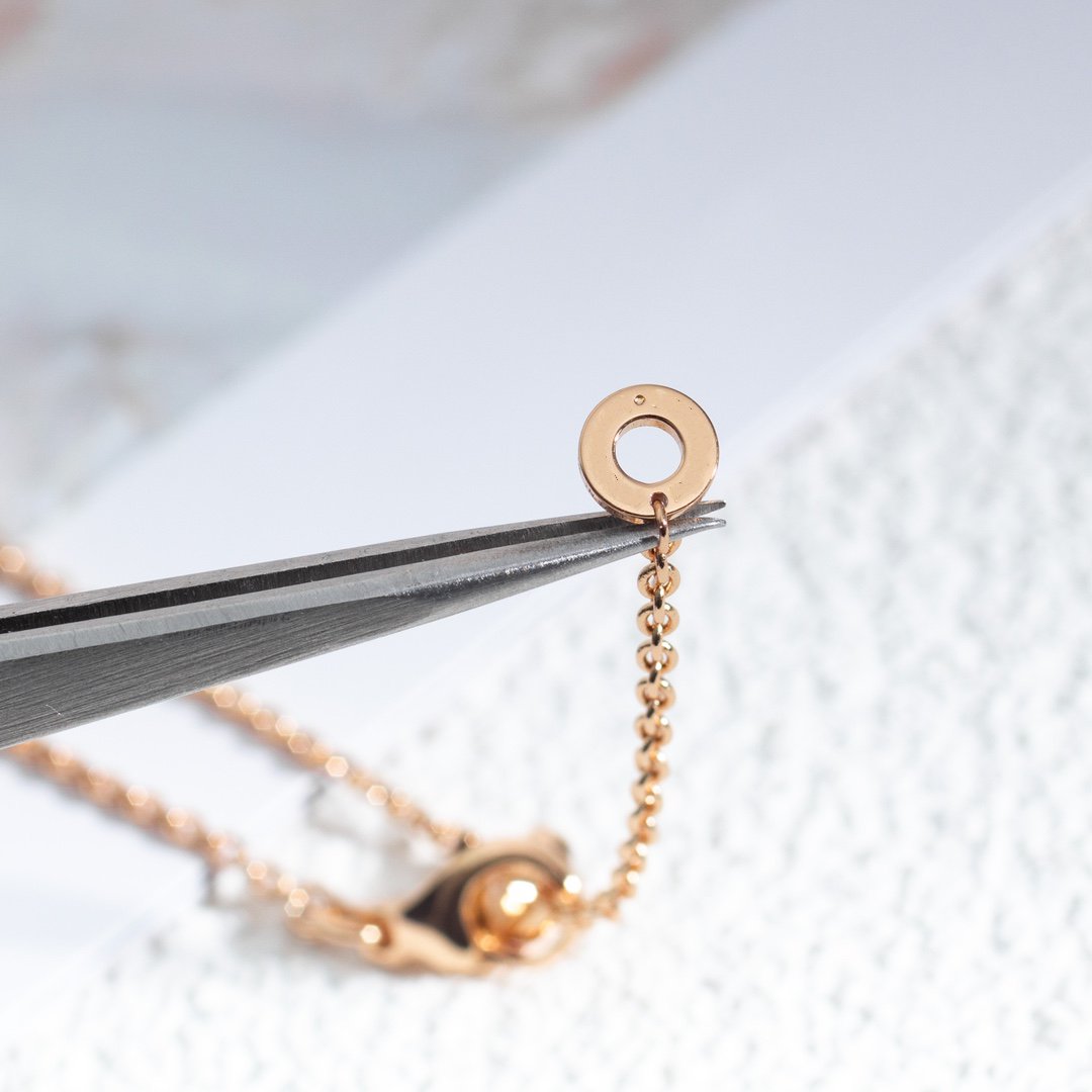 [✨Rose💎] COLLIER ZÉRO 1 EN CÉRAMIQUE BLANCHE, OR ROSE ET DIAMANTS
