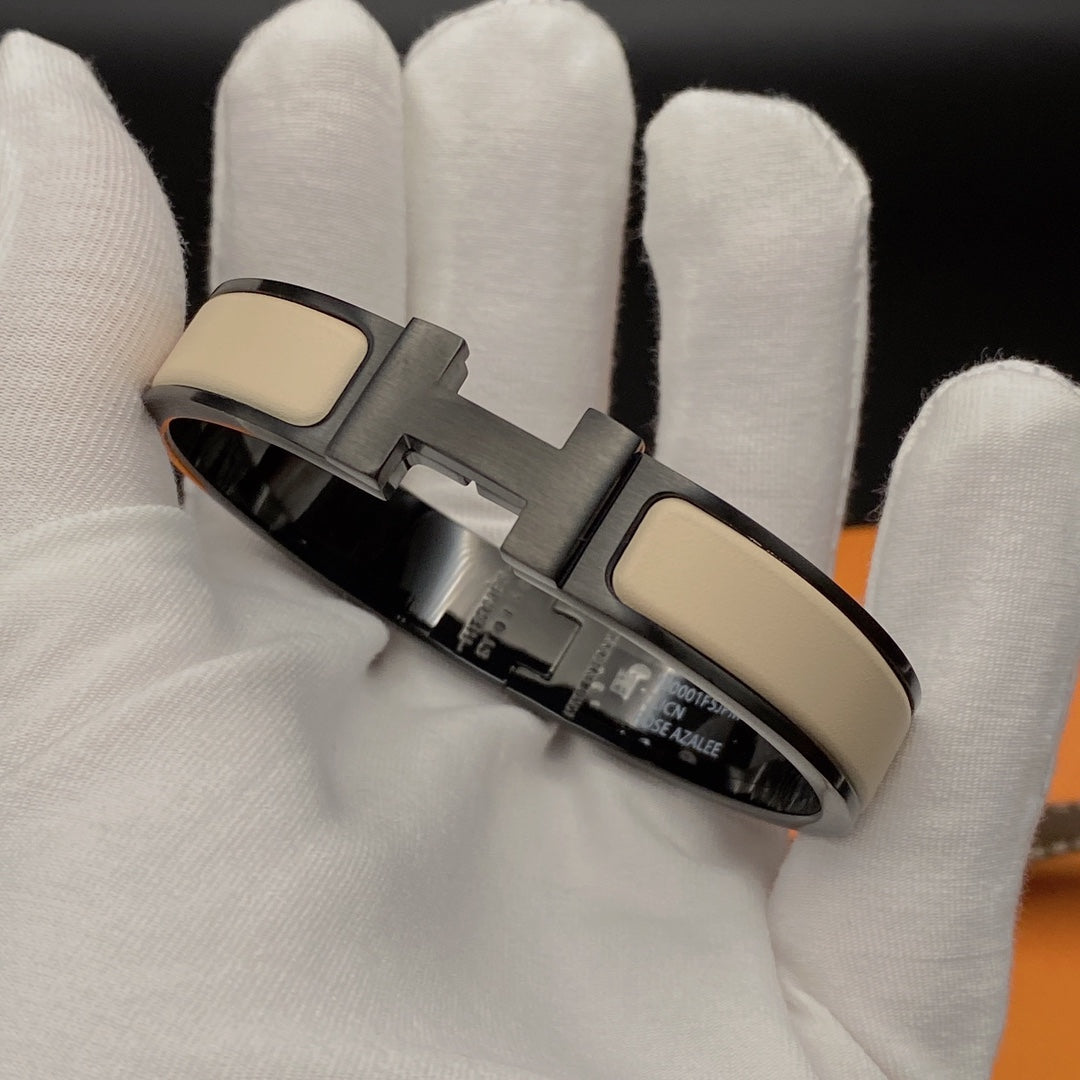[✨Rose💎] BRACELET H 12MM CÉRAMIQUE NOIR BEIGE