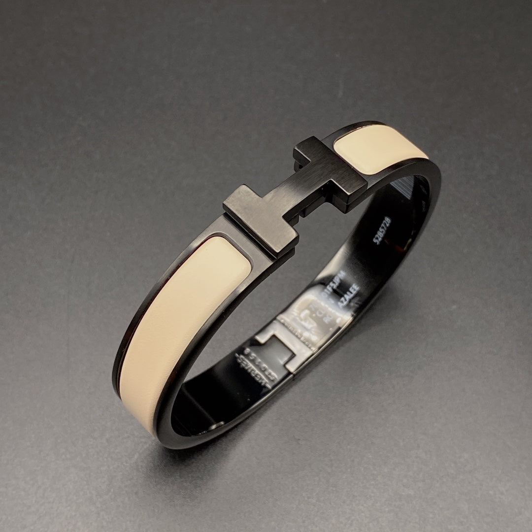 [✨Rose💎] BRACELET H 12MM CÉRAMIQUE NOIR BEIGE