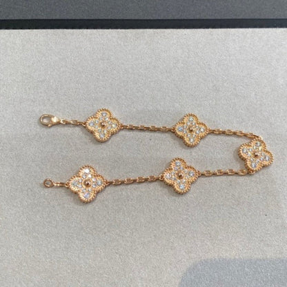 [✨Rose💎] CLOVER 5 MOTIF FULL DIAMOND BRACELET COLLECTION