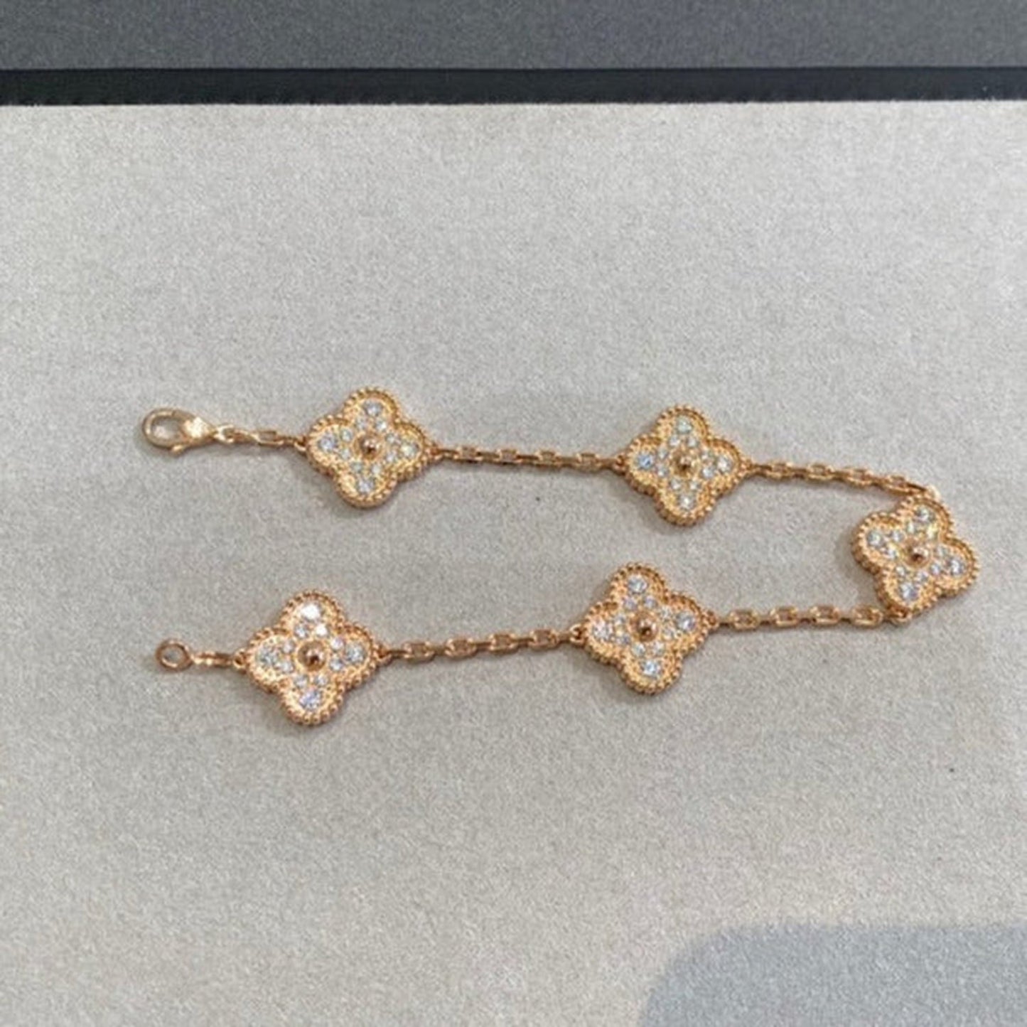 [✨Rose💎]BRACELET TRÈFLE 5 MOTIFS EN DIAMANTS