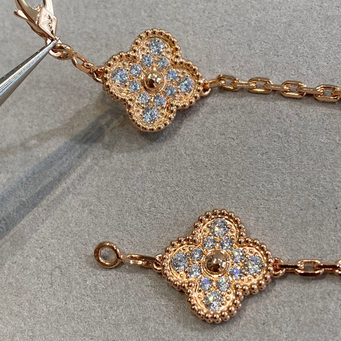 [✨Rose💎]BRACELET TRÈFLE 5 MOTIFS EN DIAMANTS