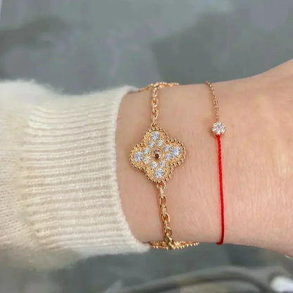 [✨Rose💎]BRACELET TRÈFLE 5 MOTIFS EN DIAMANTS