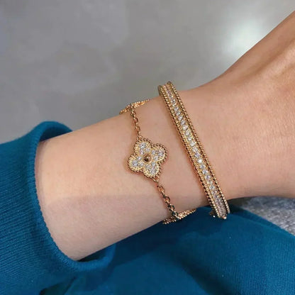 [✨Rose💎] CLOVER 5 MOTIF FULL DIAMOND BRACELET COLLECTION
