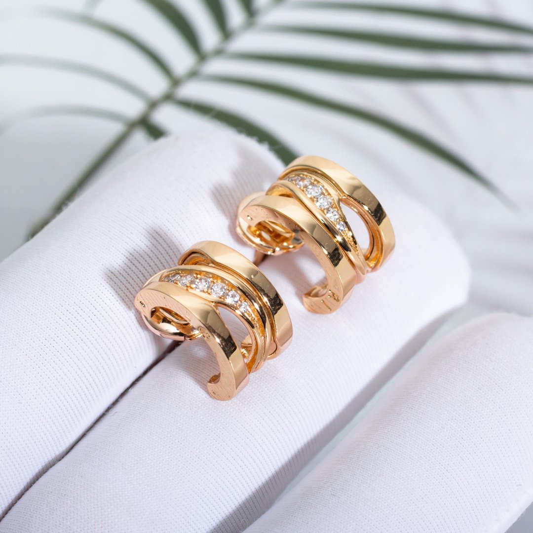 [✨Rose💎]Boucles d'oreilles en or rose et diamants ZERO 1