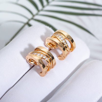 [✨Rose💎]Boucles d'oreilles en or rose et diamants ZERO 1