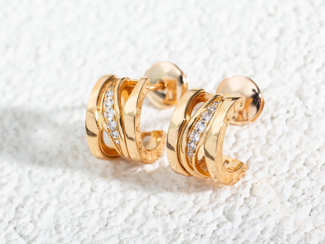 [✨Rose💎]Boucles d'oreilles en or rose et diamants ZERO 1