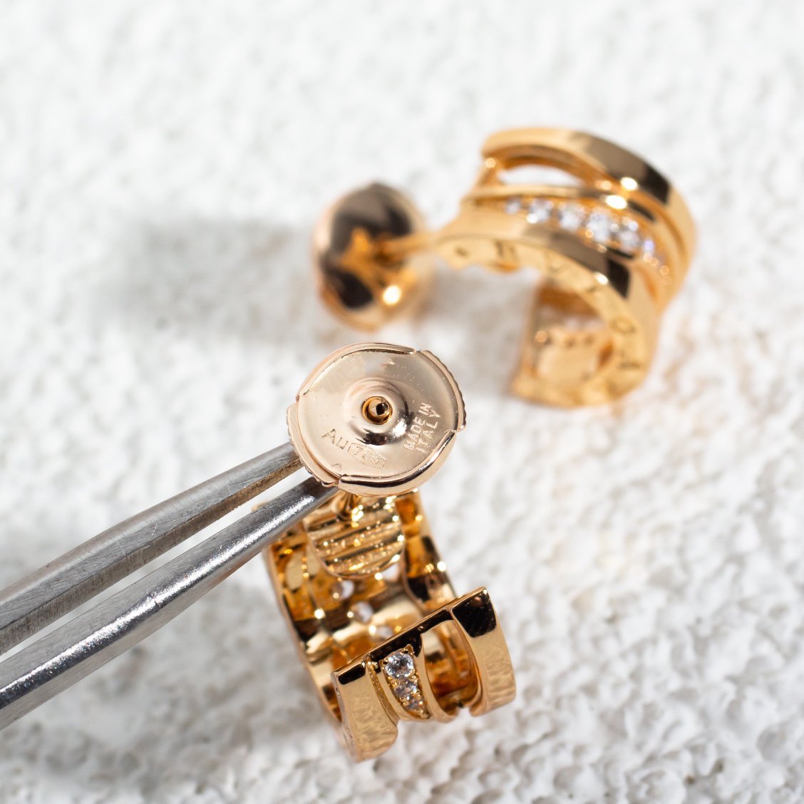 [✨Rose💎]Boucles d'oreilles en or rose et diamants ZERO 1