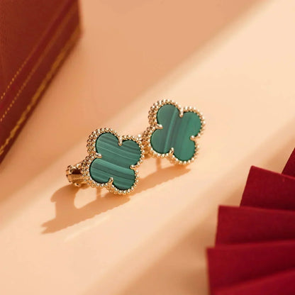 [✨Rose💎] BOUCLES D'OREILLES CLOVER MOYENNES 1 MOTIF MALACHITE