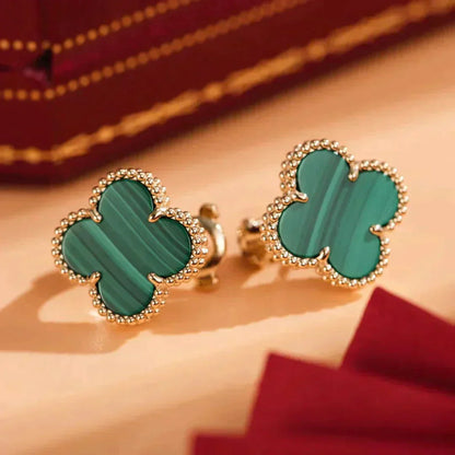 [✨Rose💎] BOUCLES D'OREILLES CLOVER MOYENNES 1 MOTIF MALACHITE