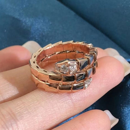 [✨Rose💎]BAGUE DOUBLE RANGÉE DE DIAMANTS SERPENTS