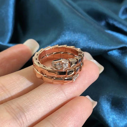 [✨Rose💎]BAGUE DOUBLE RANGÉE DE DIAMANTS SERPENTS